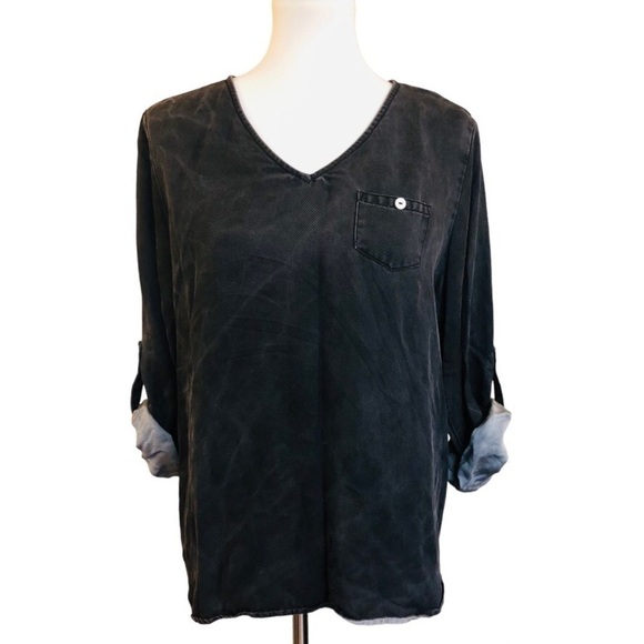 Acid Washed Denim Top by Soft Surroundings - Picture 3 of 10